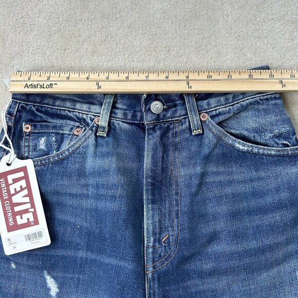 Levis Women’s 26 701 LVC 1950 Selvedge Jean High Waist Patchwork Big E Denim - Picture 11 of 14